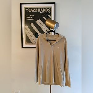 Burberry London Long Sleeve Classic Polo Shirt  Shirt Mens Size Small Beige